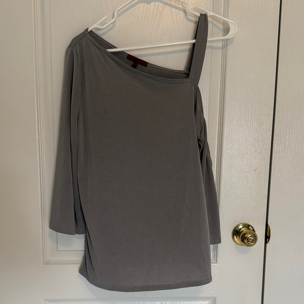 Elegant Charcoal Asymmetrical Women's Blouse
